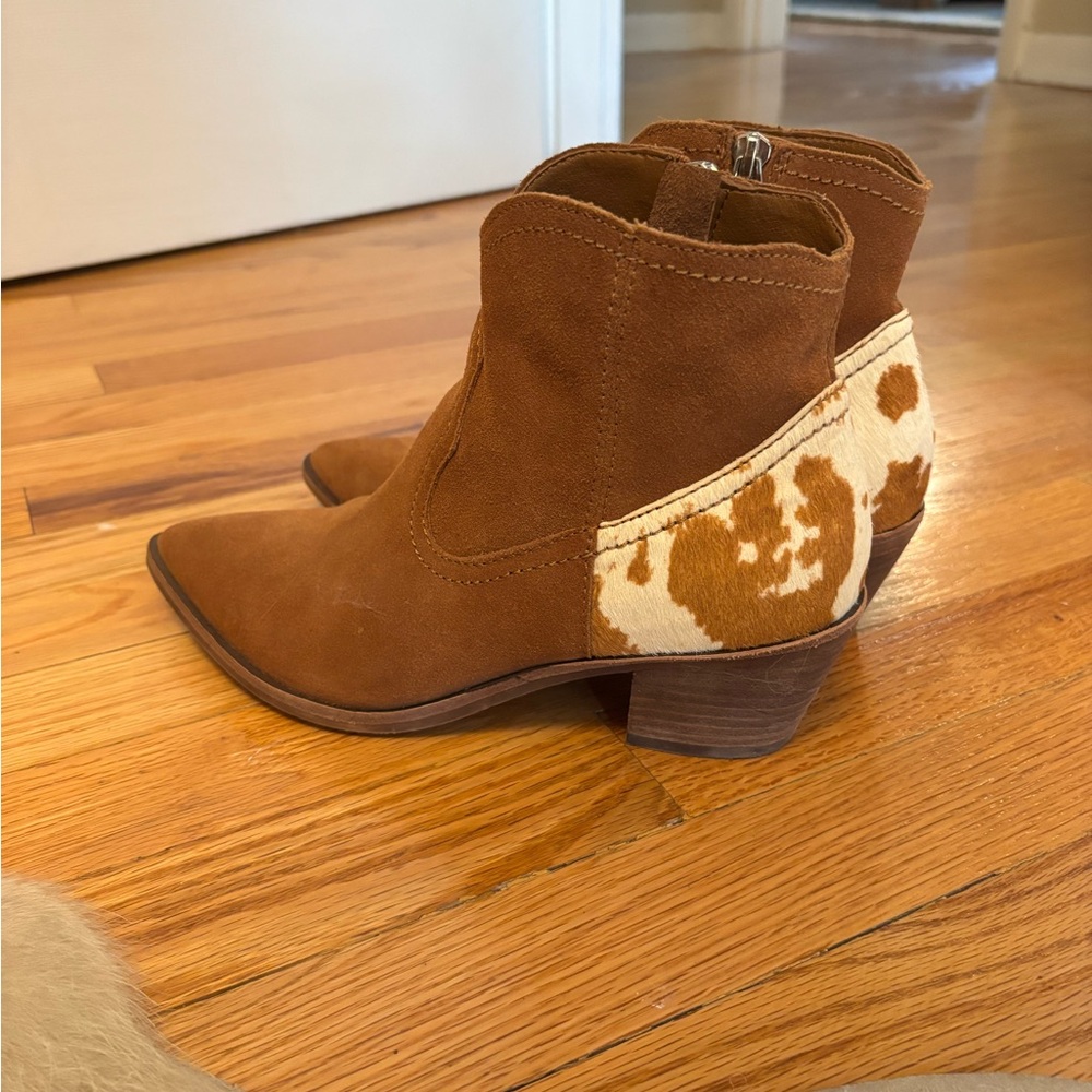 Dolce Vita Tan Suede Ankle Boots with Cow Hide Detail